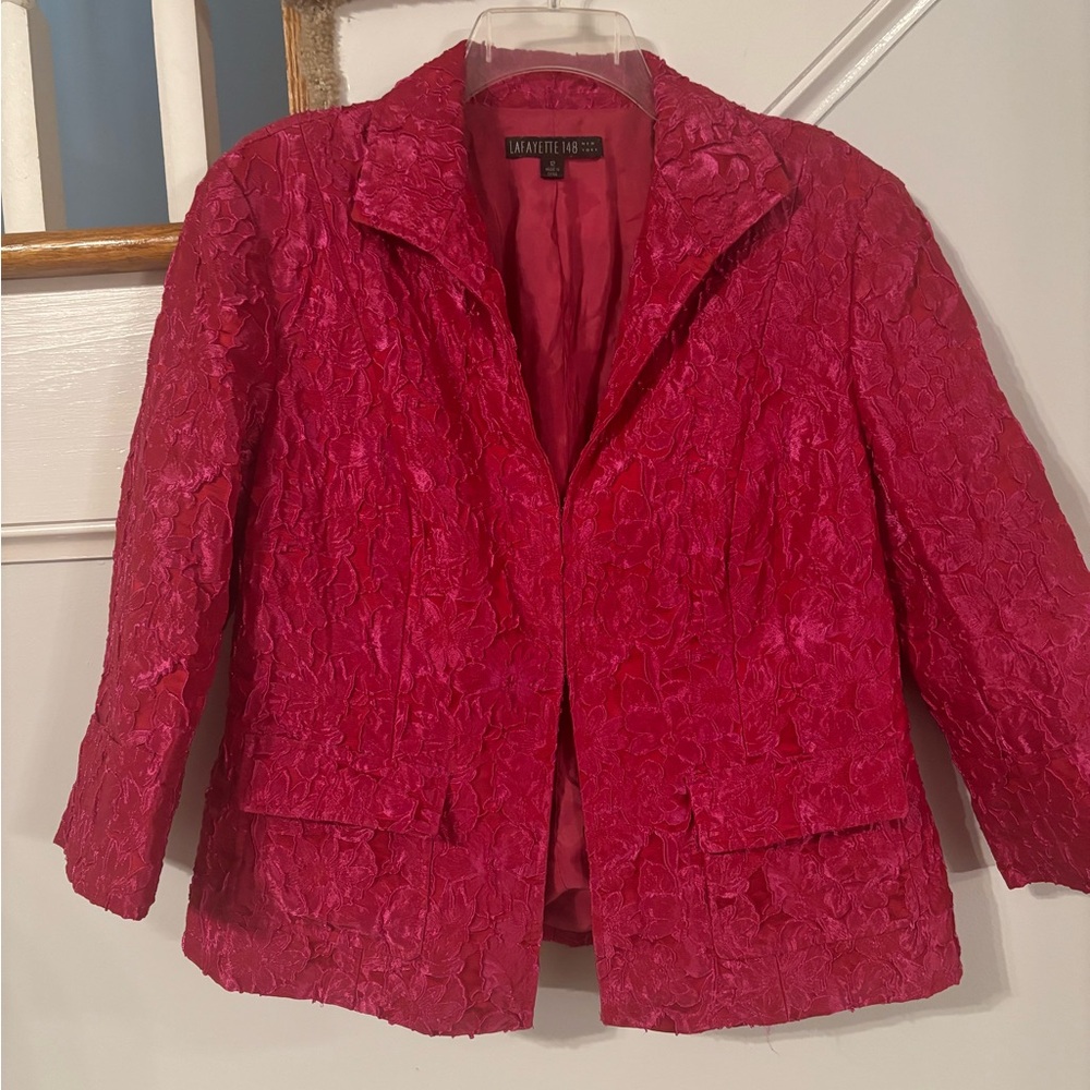 Lafayette 148 Pink Embossed Blazer Sz 12